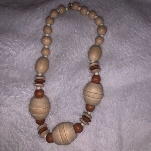 Natural Wooden Bead choker Necklace. Vintage